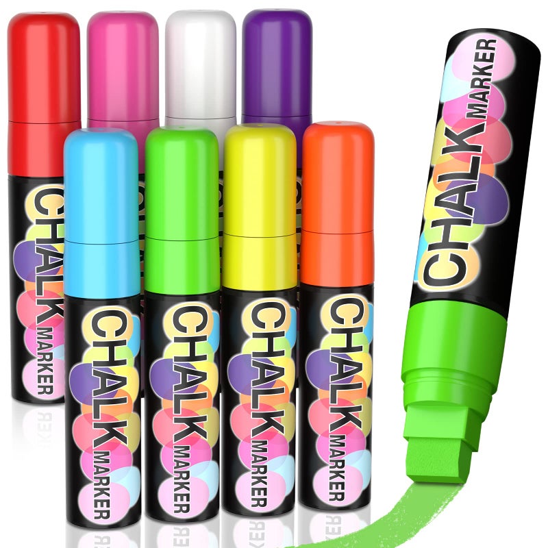 AKARUED Car Window Markers for Glass Washable: 8 Colors Car Markers Washable for Auto Windows with 15mm Wide Tips  Jumbo Liquid Chalk Marker Pen  Car Window Markers for Graduation Cars Decorations  Glass Sign - Image 1